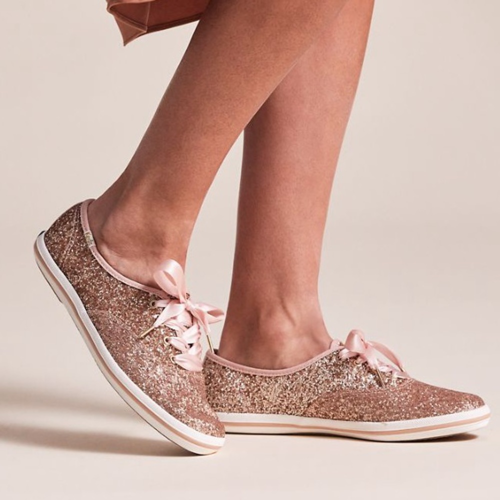 Keds X Kate Spade New York Rose Gold Glitter Sneakers Tennis Shoes - Picture 16 of 16